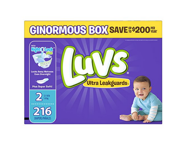 Pack of 216 Luvs diapers size 2
