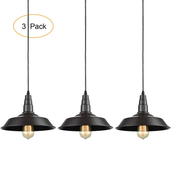 Pack Of 3 Industrial Metal Pendant Bronze Lighting Fixtures