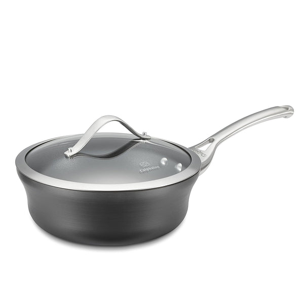 Calphalon Hard-Anodized Aluminum Nonstick Cookware, Shallow Sauce Pan, 2 1/2-quart