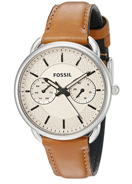 Fossil Tailor Multifunction Leather Watch