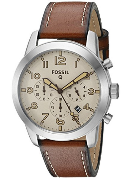 Fossil Q Pilot Gen 1 Reloj inteligente híbrido de cuero marrón