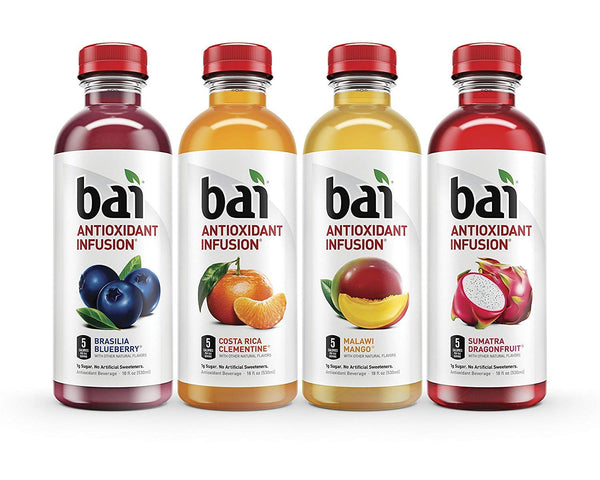 Paquete de 12 bebidas antioxidantes Bai de 18 oz (paquete variado Rainforest)