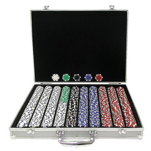 Trademark Poker 1000 11.5-Gram Dice-Striped Chips in Aluminum Case