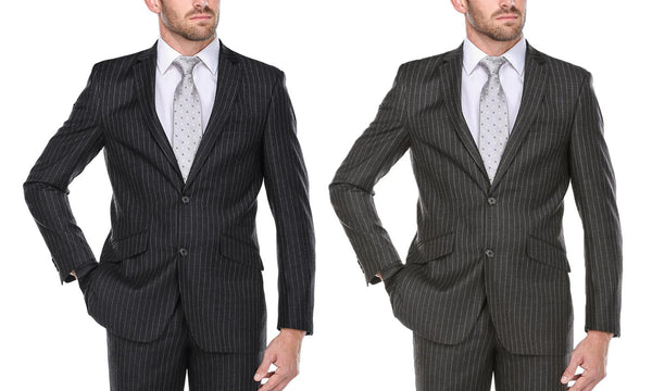 Verno Men’s Wool Slim-Fit Pinstripe Suit (2-Piece)