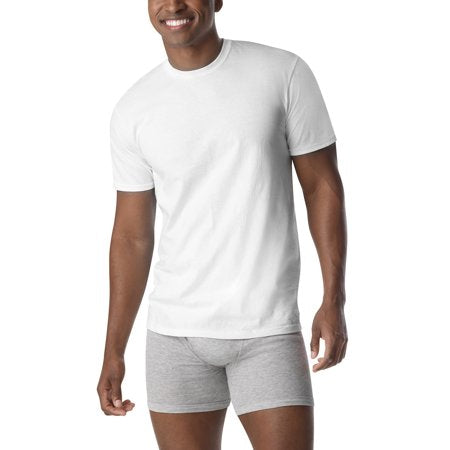 Hanes Extreme Value FreshIQ ComfortBlend, paquete de 12 camisetas blancas sin etiqueta para hombre