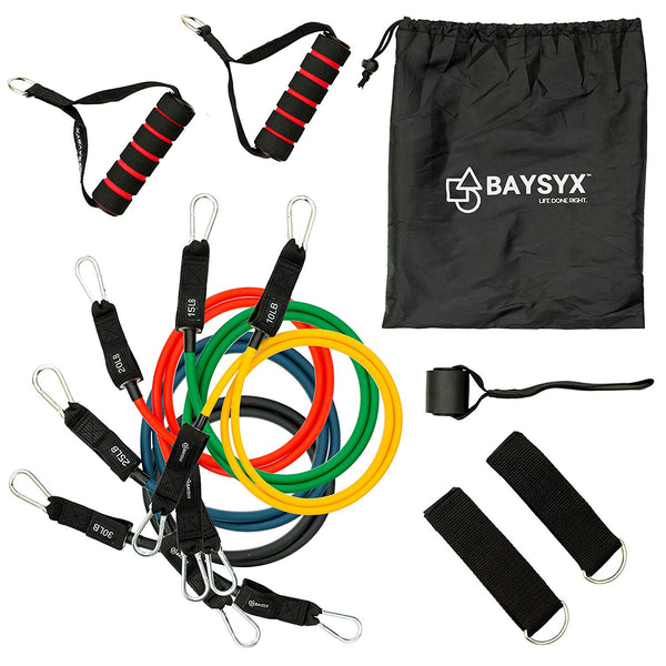 Set of 5 Tension Level Premium Circular Resistance Exercise Tube Bands With Bag & Training Guide