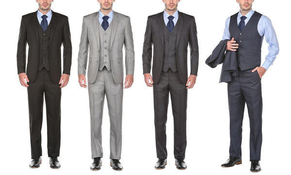 Trajes de 3 piezas de piel de tiburón de corte moderno para hombre Gino Vitale