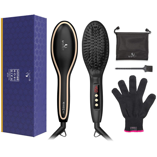 Adjustable Temperature Hair Straightener Brush