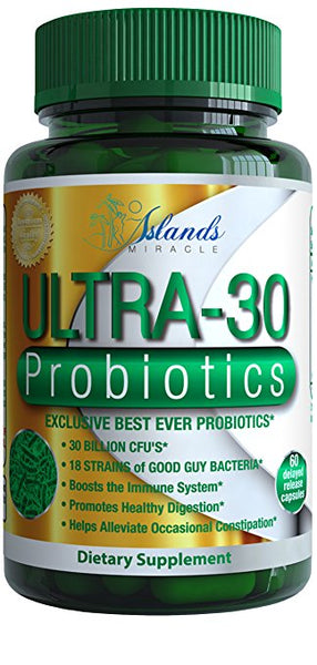 Probiotics 30 Billion CFU With 18 Strains Patented Delayed Release Capsules