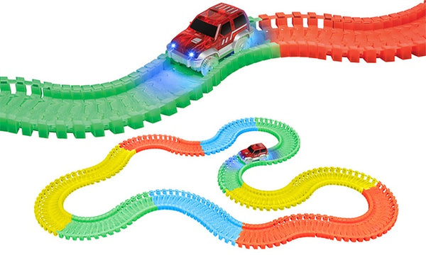 Galaxy Flex-Track Glow-in-the-Dark Race Car Track Set with Electric LED Light