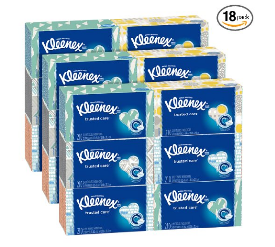 18 cajas de pañuelos Kleenex