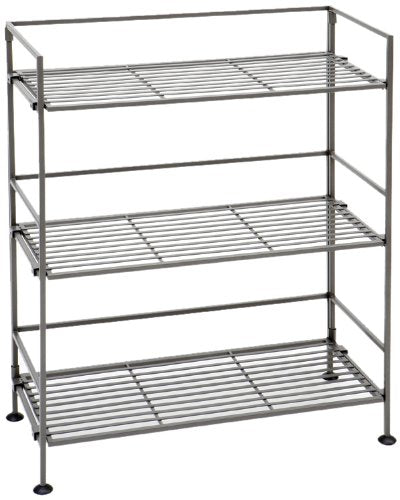 Seville Classics 3-Tier Iron Slat Tower Shelving, Satin Pewter