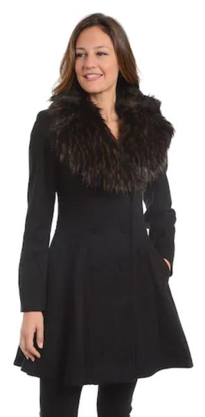 Fur trimmed dress coat