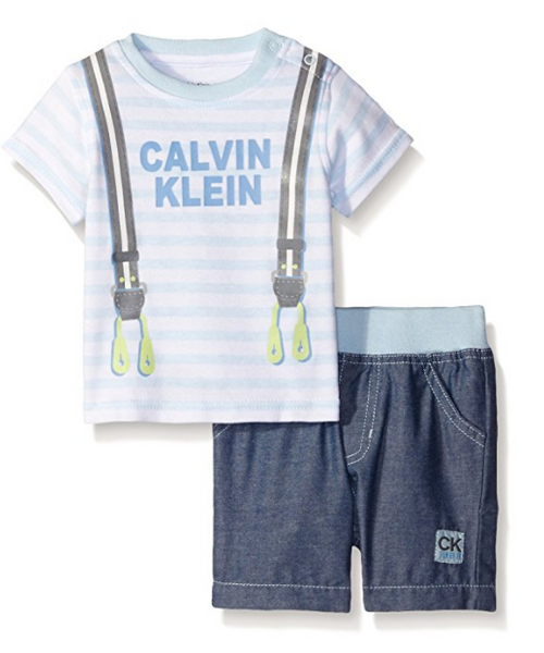 Calvin Klein Baby-Boys Printed Stripes Top and Shorts