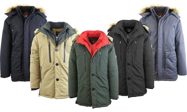 Men's Parka Jackets with Detachable Hoods