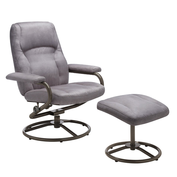 Plush Pillowed Recliner Swivel Chair and Ottoman Set