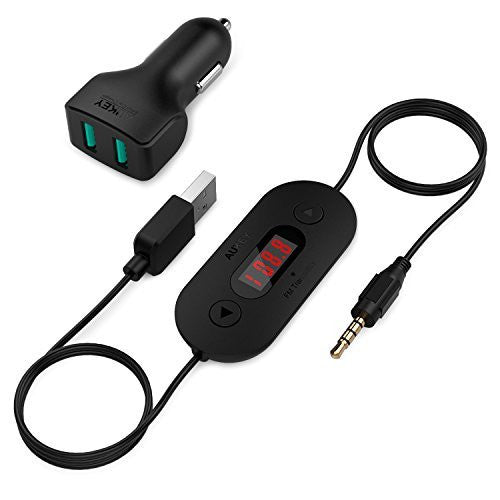 AUKEY FM Transmitter with 2-Port USB Car Charger