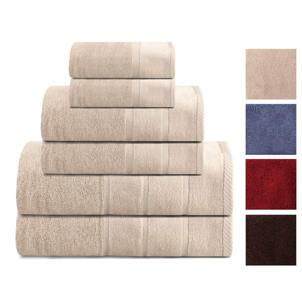 Set of 6 luxury bath towels (8 colors)
