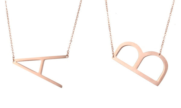 18K Rose Gold Plated Sideways Initial Necklace by Diane Lo'ren