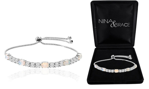 Pulsera de tenis Fiery Opal con cristales Swarovski de Nina &amp; Grace