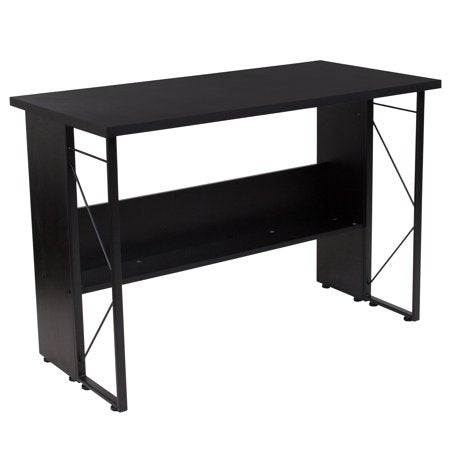 Flash Furniture Summit Black Computer Desk with Shelf and Metal Frame