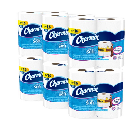 24 mega rolls of Charmin toilet paper