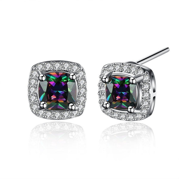 Colorful Cubic Zirconia Stud Earrings