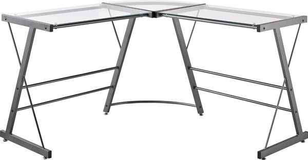 Glass L-Shaped Computer Desk