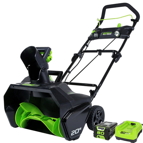 GreenWorks Pro 80V 20-Inch Cordless Snow Thrower, 2Ah Battery & Charger
