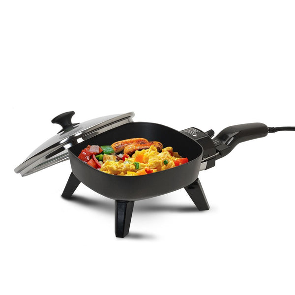 Sartén eléctrica antiadherente Elite Cuisine de 7 pulgadas con tapa de vidrio