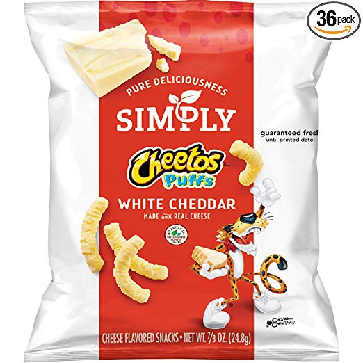 Puffs de queso cheddar blanco Simply Cheetos, 36 unidades