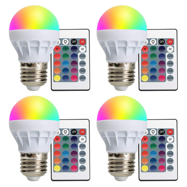 Pack of 4 Dimmable LED Light Bulbs With Remote