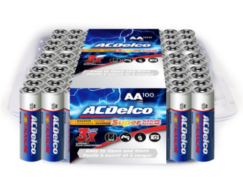Pack of 100 ACDelco AA batteries