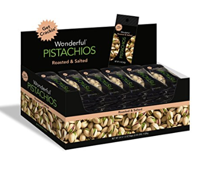24 bags of roasted and salted Wonderful pistachios