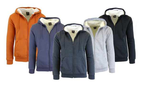 Sudaderas con capucha de polar con forro de sherpa para hombre