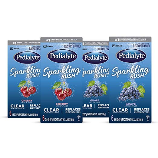 Pack Of 24 Pedialyte Sparkling Rush Electrolyte Powder, Variety Pack