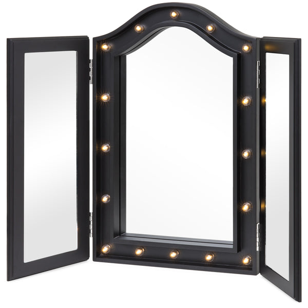 Lighted Tabletop Tri-Fold Vanity Mirror w/ LED Lights
