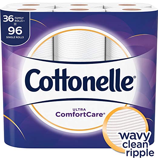 Papel higiénico Cottonelle Ultra Comfort o CleanCare de 36 unidades (rollos familiares)