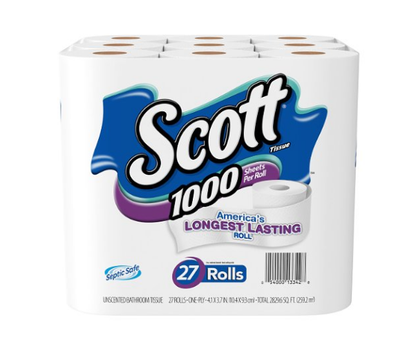 27-Rolls Scott 1000-Sheet Toilet Paper