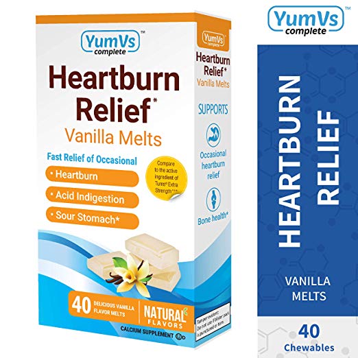 YUM-V's Complete Heartburn Relief, Antacid w/ Calcium Supplement (40 Ct)