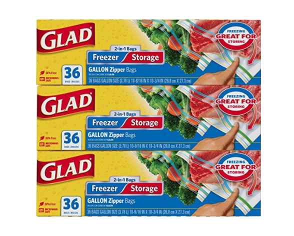 108 or 137 Glad 2 in 1 zipper quart or gallon bags
