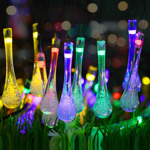 Paquete de 2 - Cadena de luces LED con forma de gota de agua de 30