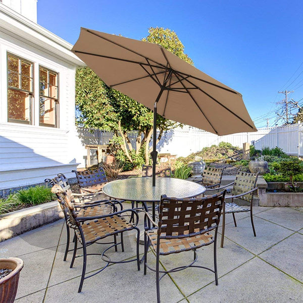9 foot patio umbrella with push button tile and crank