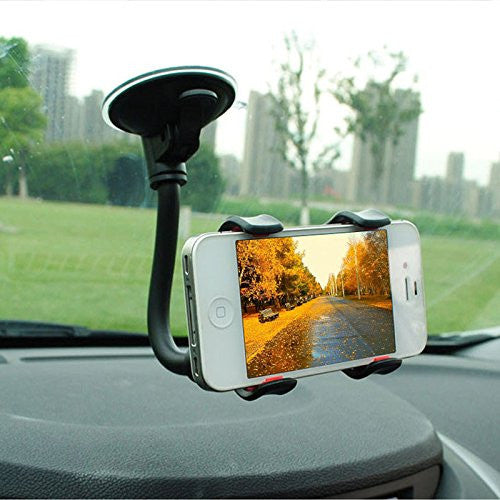 Rotating double clip dashboard phone holder