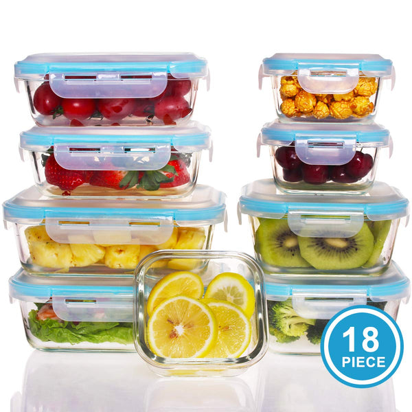 18 Piece Glass Food Storage Containers With Lids