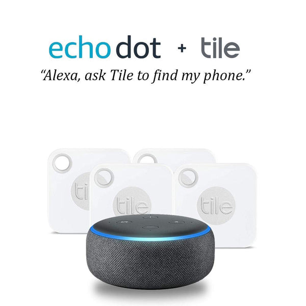 Amazon Echo Dot (3rd Gen) + 3-Pack Tile Mate Bluetooth Tracker