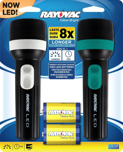 Bright 9-Lumen 1D LED Flashlight Twin Pack with Batteries