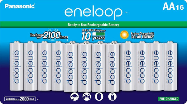 16 Panasonic Eneloop Rechargeable Batteries