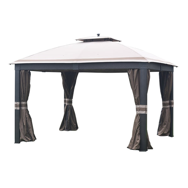 Sunjoy Juego de toldo de repuesto (tela de lujo) para cenador de mimbre de 10 x 12 pies