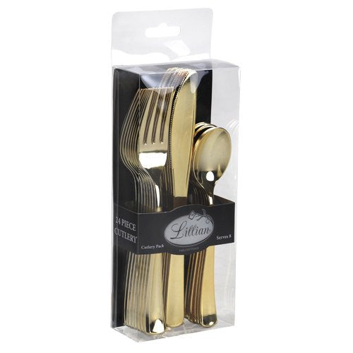 Set of 24 Polished Plastic Combo Cutlery